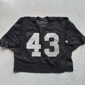 Champion VTG 80s Made USA XL Black Mesh Jersey #43 Athletic